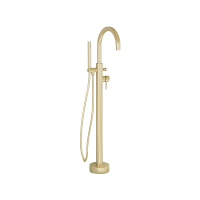 Ravine Floor Standing Bath Shower Mixer - Brushed Brass